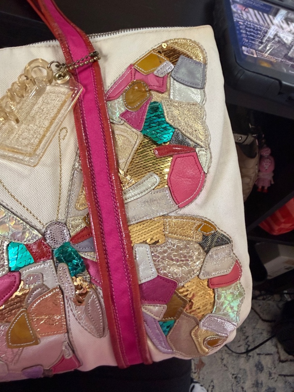 Coach Poppy Glam Sequin Patchwork Butterfly Tote - Picture 8 of 17